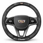 3D Embossed Genuine Leather Steering Wheel Cover For Cadillac