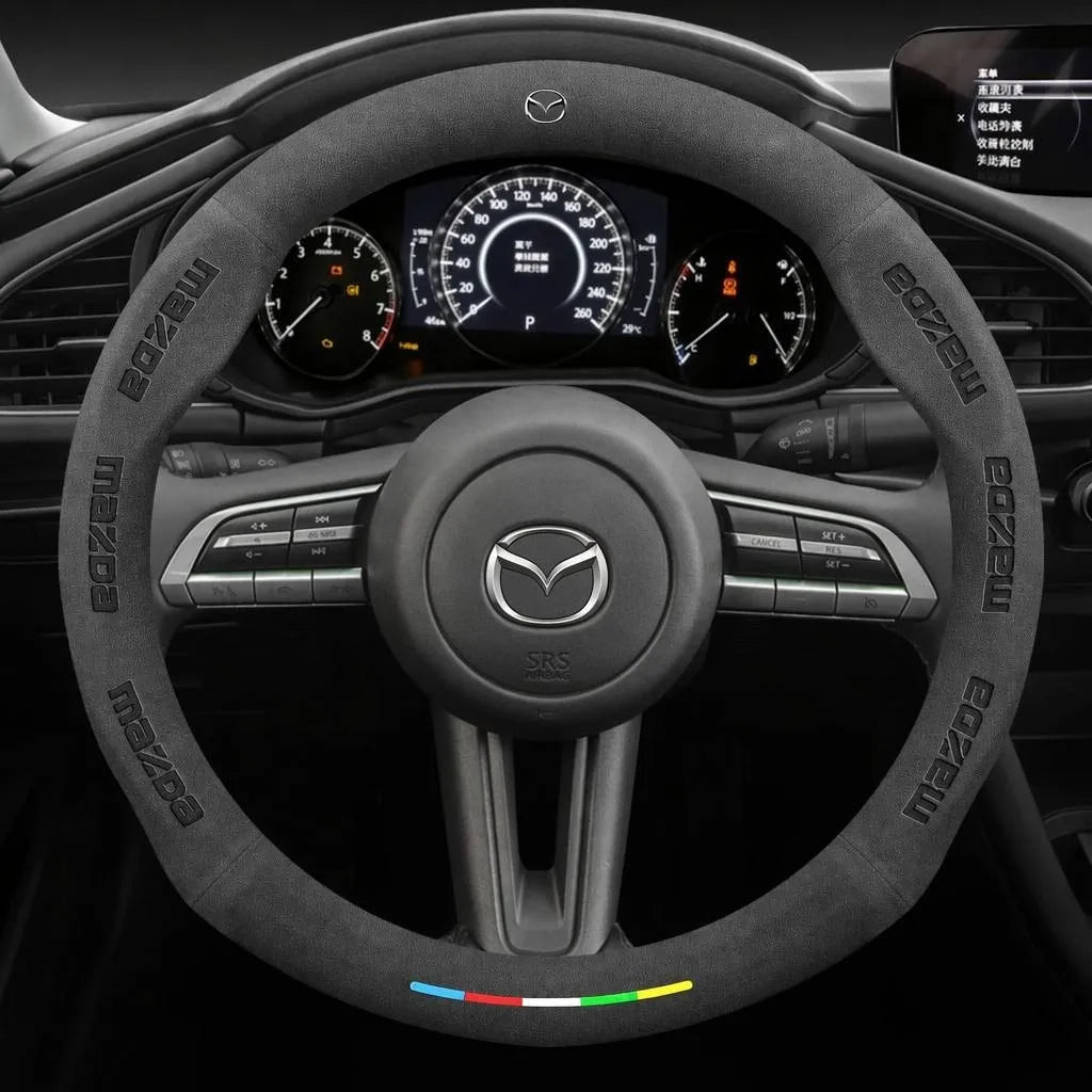 Alcantara Suede 3D Embossed Steering Wheel Cover For Mazda