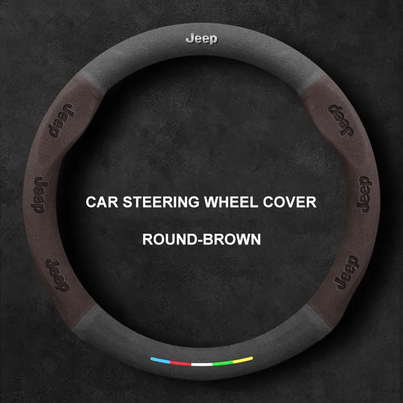 Alcantara Suede 3D Embossed Steering Wheel Cover For Jeep