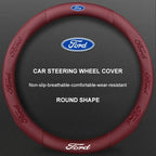3D Embossed Genuine Leather Steering Wheel Cover For Ford