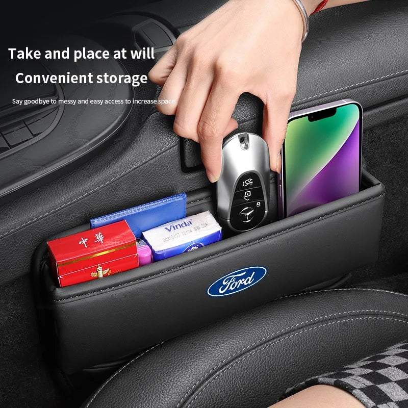 Car seat gap leather storage box suitable for Ford