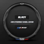 Carbon fiber genuine leather car steering wheel cover for MINI