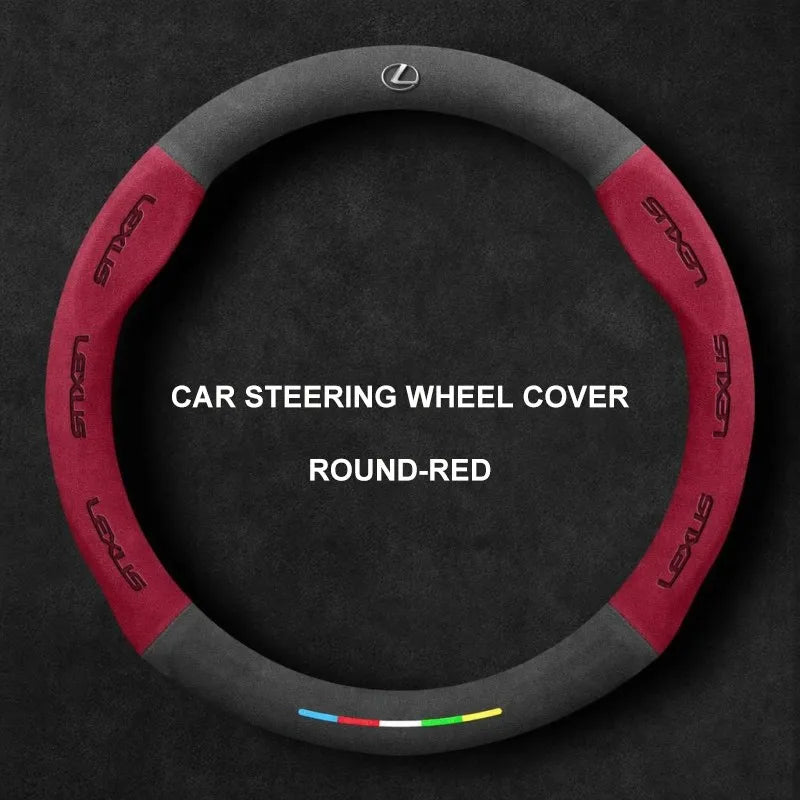 Alcantara Suede 3D Embossed Steering Wheel Cover For Lexus