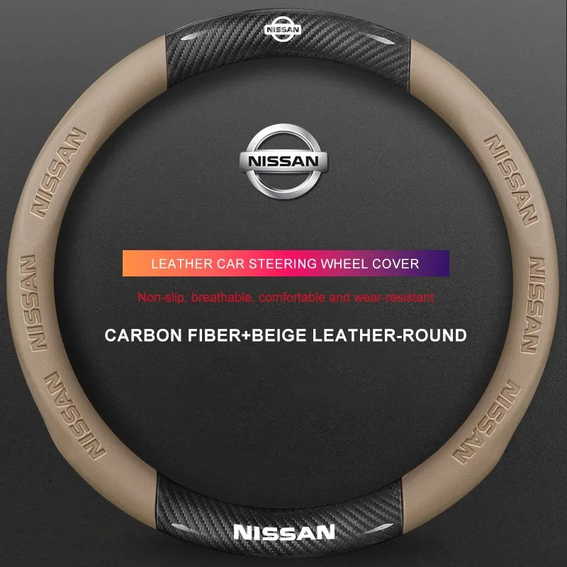 3D Embossed Genuine Leather Steering Wheel Cover For Nissan