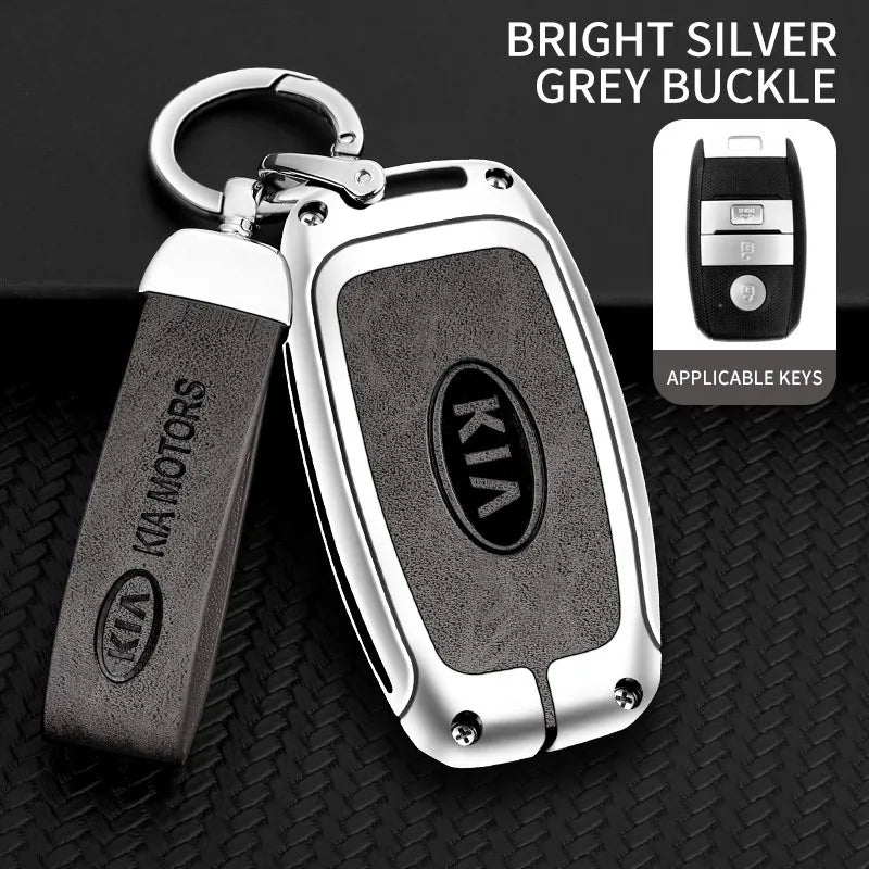 Zinc alloy genuine leather car key case for Kia series