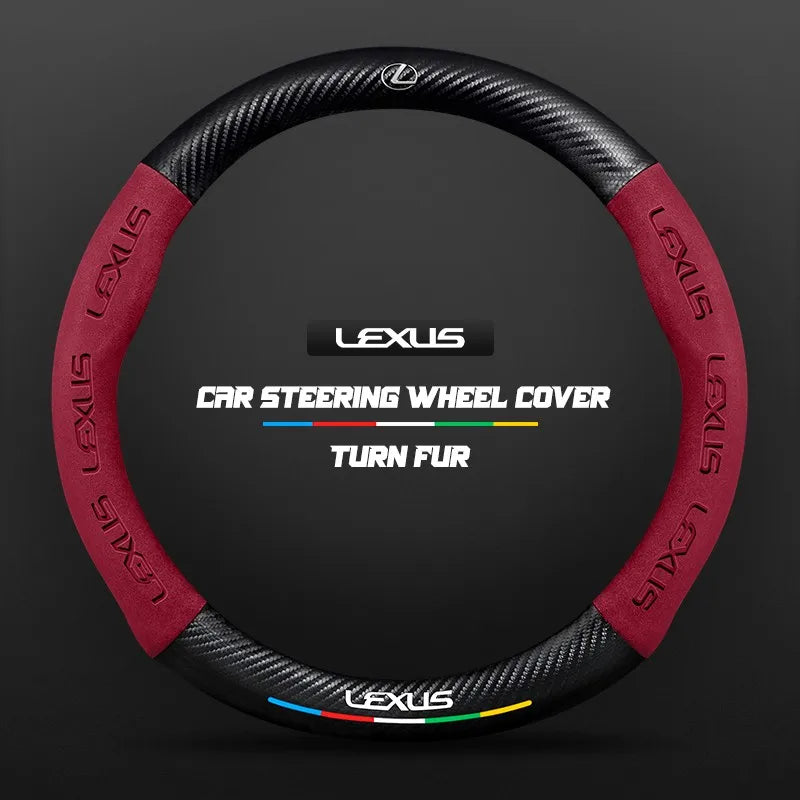 Car steering wheel cover in carbon fiber suede style suitable for Lexus