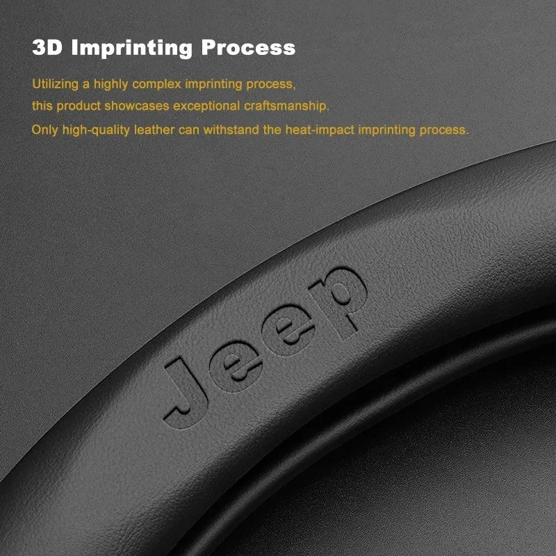 3D Embossed Genuine Leather Steering Wheel Cover For Jeep