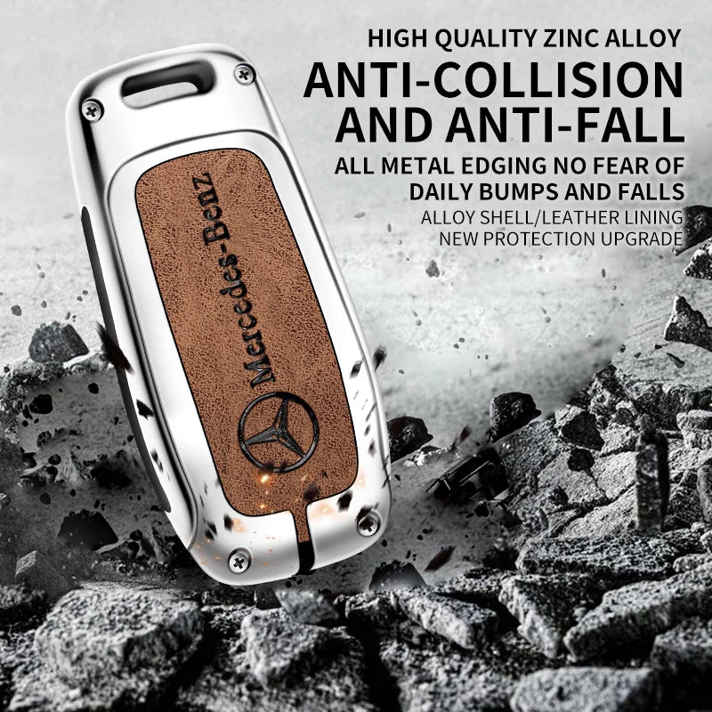 Zinc alloy genuine leather car key case for Mercedes-Benz series