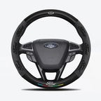 Car steering wheel cover in carbon fiber suede style suitable for Ford