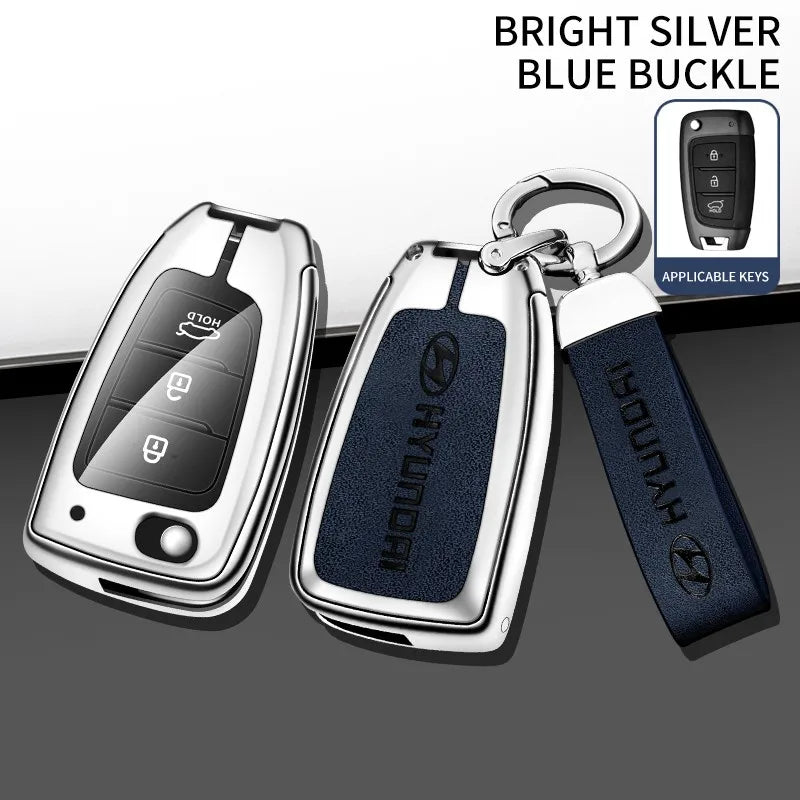 Zinc alloy genuine leather car key case for Hyundai series