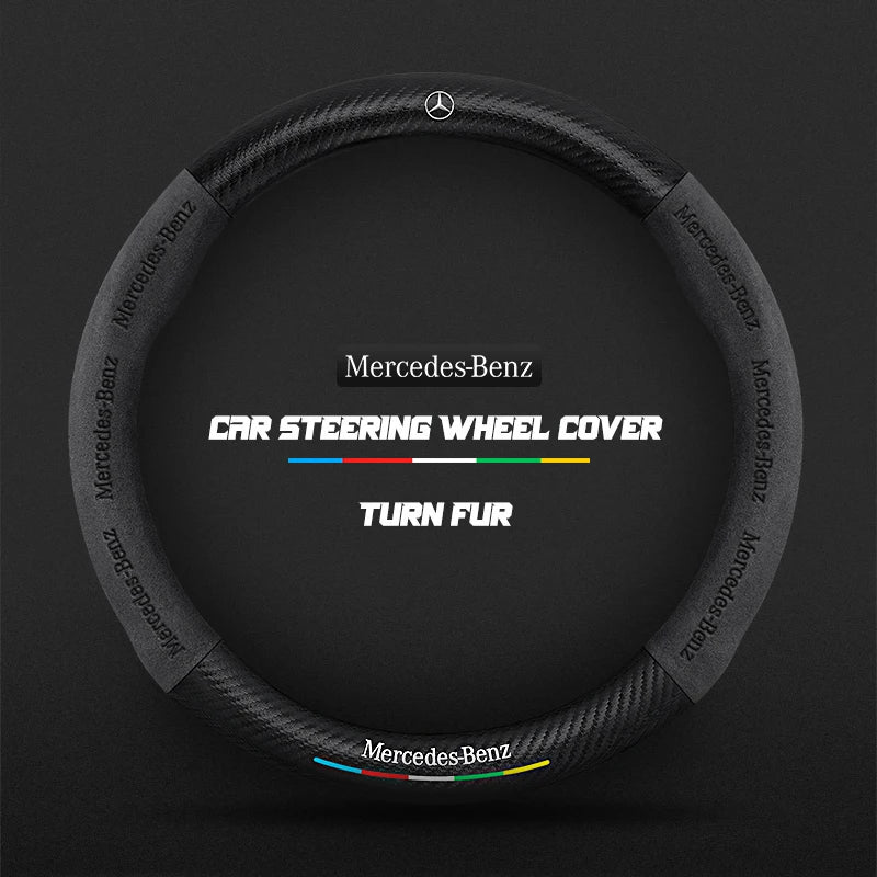 Car steering wheel cover in carbon fiber suede style suitable for Mercedes-Benz