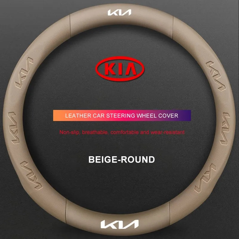 3D Embossed Genuine Leather Steering Wheel Cover For Kia