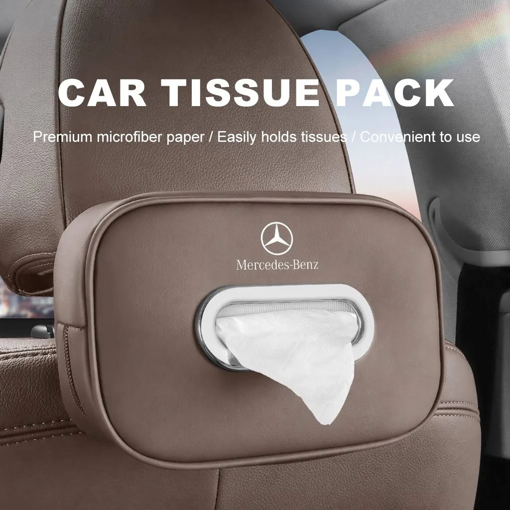 Premium Leather Car Seat Back Tissue Holder for Mercedes-Benz