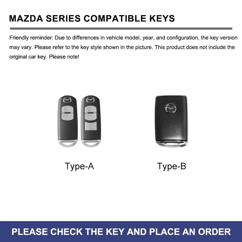 Zinc alloy genuine leather car key case for Mazda series