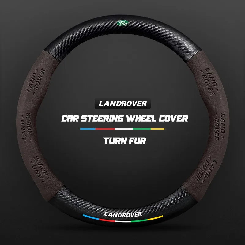 Car steering wheel cover in carbon fiber suede style suitable for Land Rover