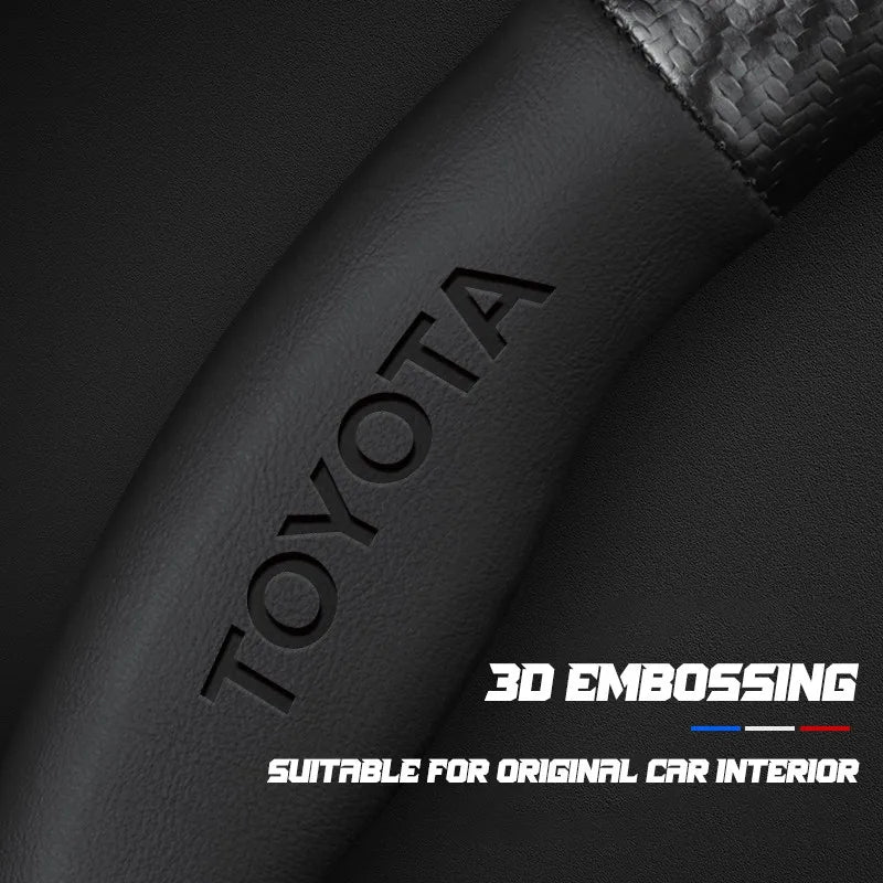 Carbon fiber genuine leather car steering wheel cover for Toyota