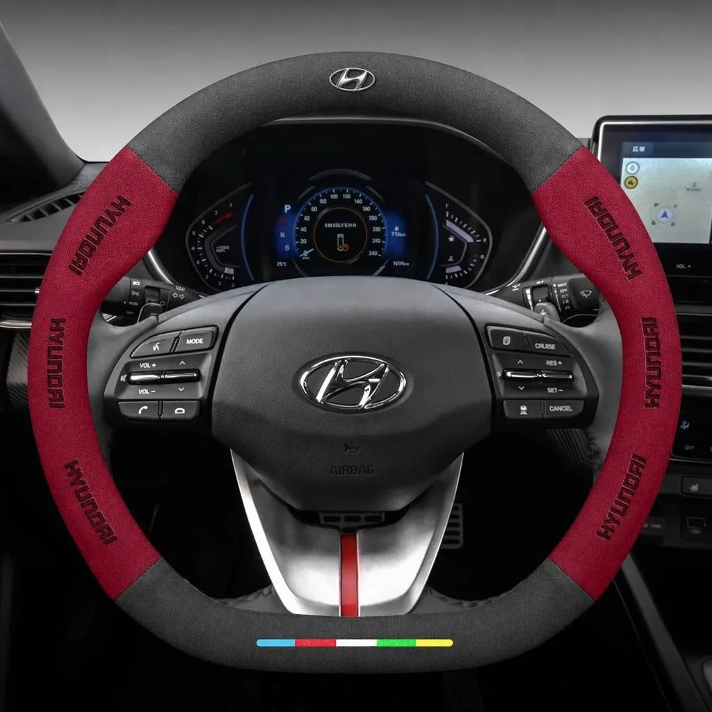Alcantara Suede 3D Embossed Steering Wheel Cover For Hyundai