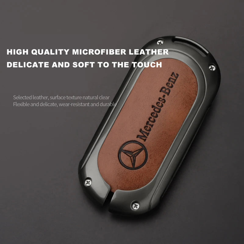 Zinc alloy genuine leather car key case for Mercedes-Benz series