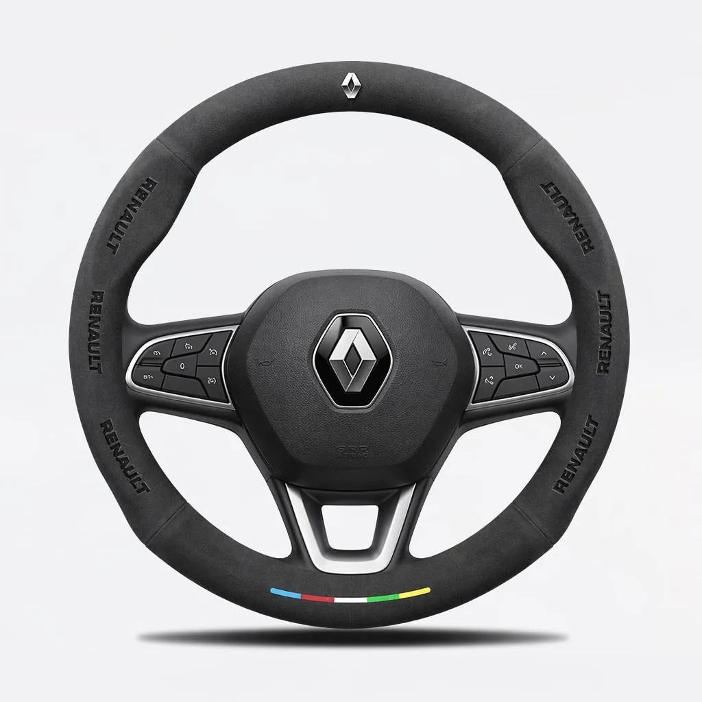 Alcantara Suede 3D Embossed Steering Wheel Cover For Renault