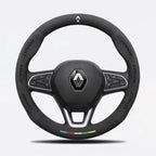 Alcantara Suede 3D Embossed Steering Wheel Cover For Renault