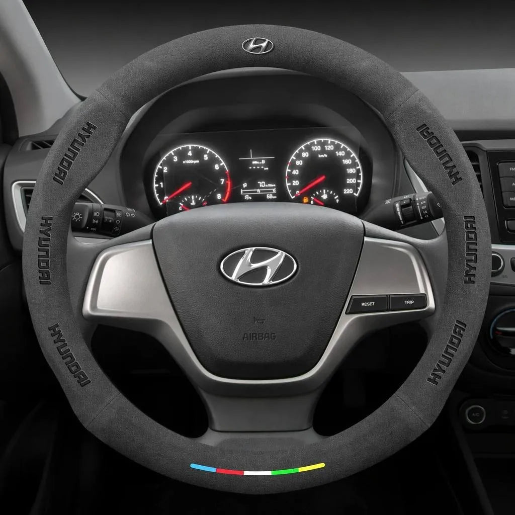 Alcantara Suede 3D Embossed Steering Wheel Cover For Hyundai