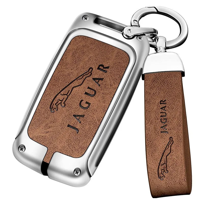 Zinc alloy genuine leather car key case for Jaguar series