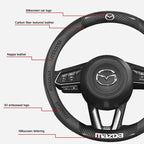 3D Embossed Genuine Leather Steering Wheel Cover For Mazda