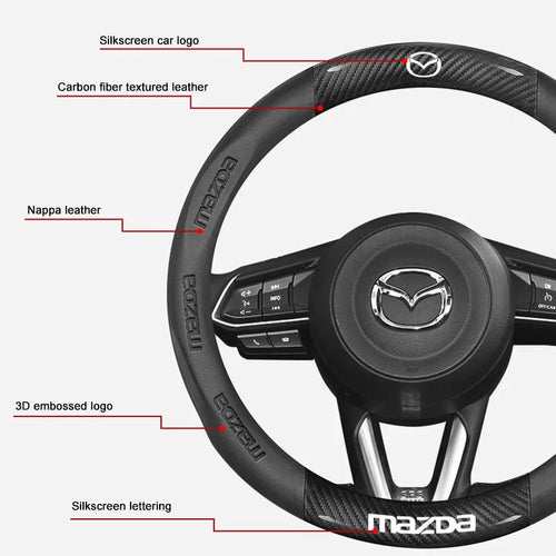 3D Embossed Genuine Leather Steering Wheel Cover For Mazda