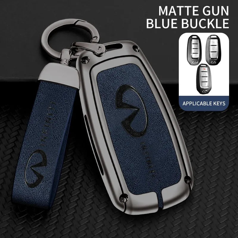 Zinc alloy genuine leather car key case for Infiniti series