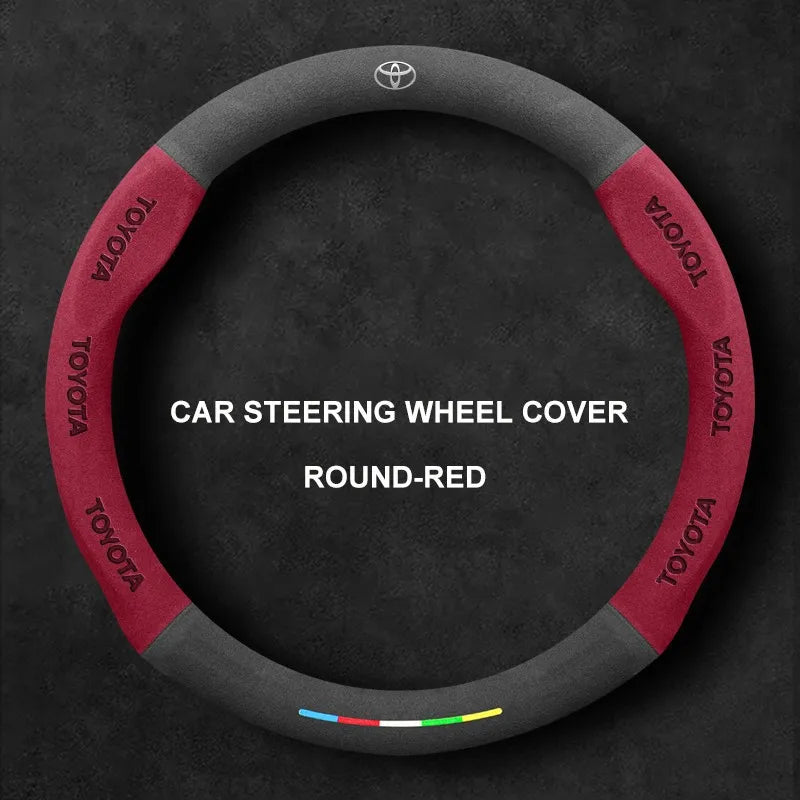 Alcantara Suede 3D Embossed Steering Wheel Cover For Toyota