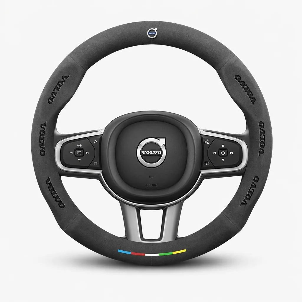 Alcantara Suede 3D Embossed Steering Wheel Cover For Volvo