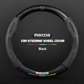 Car steering wheel cover in carbon fiber suede style suitable for Mazda