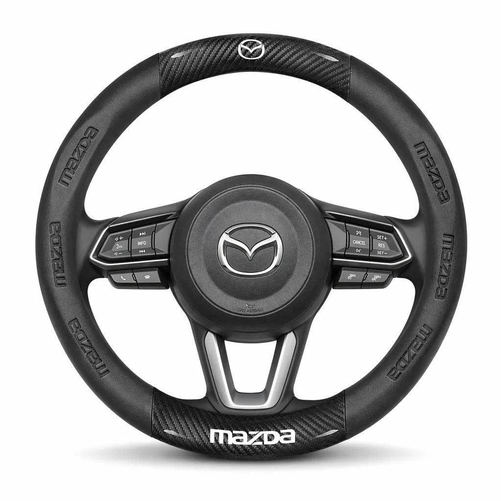 3D Embossed Genuine Leather Steering Wheel Cover For Mazda