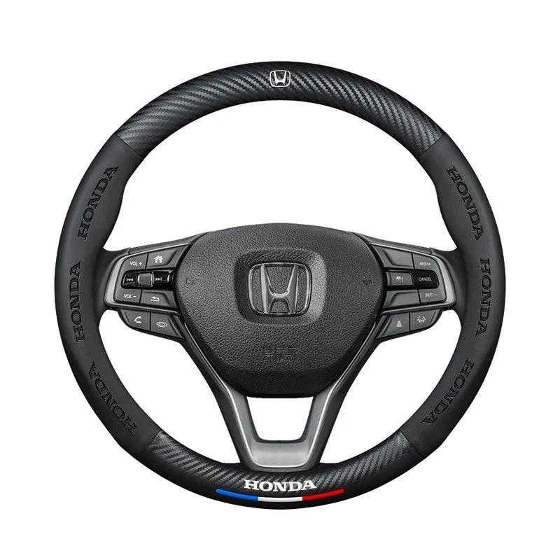 Carbon fiber genuine leather car steering wheel cover for Honda