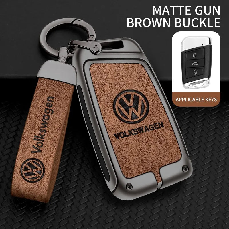 Zinc alloy genuine leather car key case for Volkswagen series