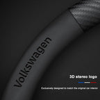 Carbon fiber genuine leather car steering wheel cover for Volkswagen