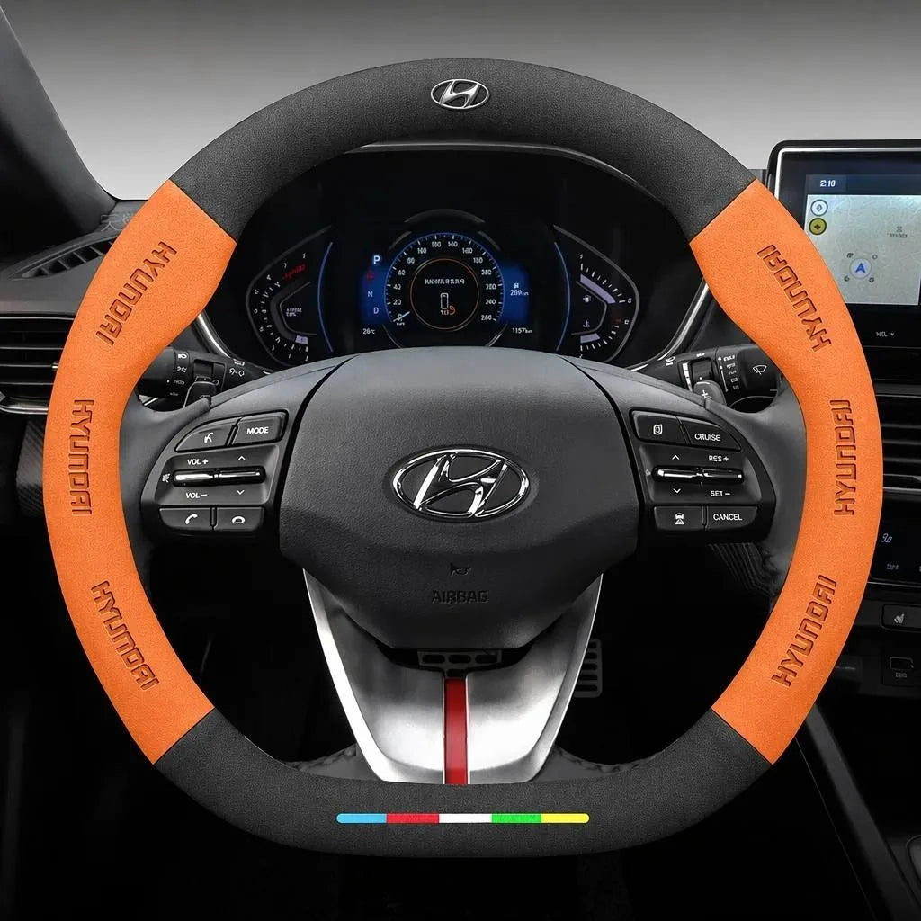 Alcantara Suede 3D Embossed Steering Wheel Cover For Hyundai