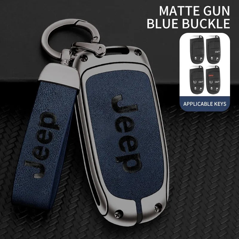 Zinc alloy genuine leather car key case for Jeep series