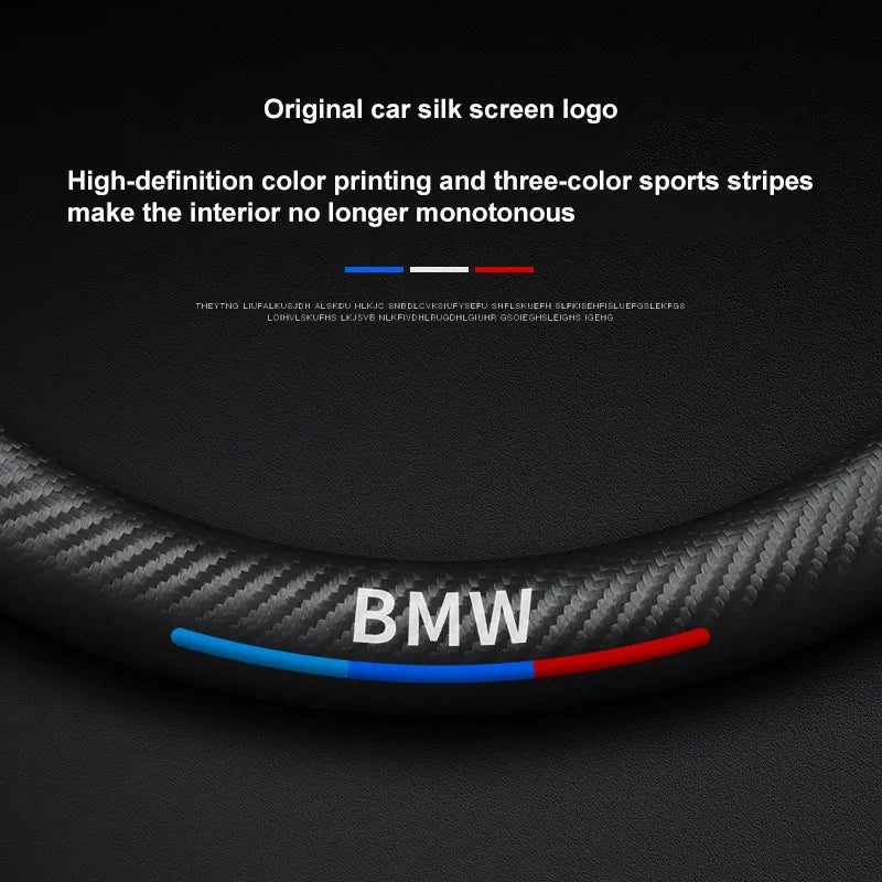 Carbon fiber genuine leather car steering wheel cover for BMW