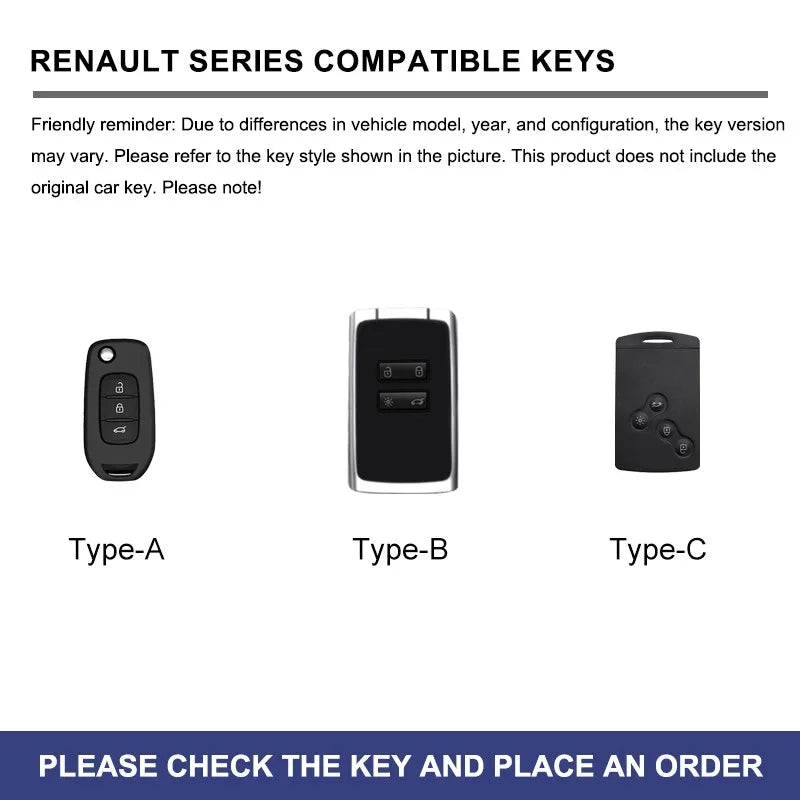 Zinc alloy genuine leather car key case for Renault series