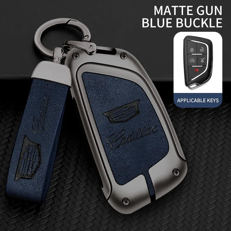 Zinc alloy genuine leather car key case for Cadillac series