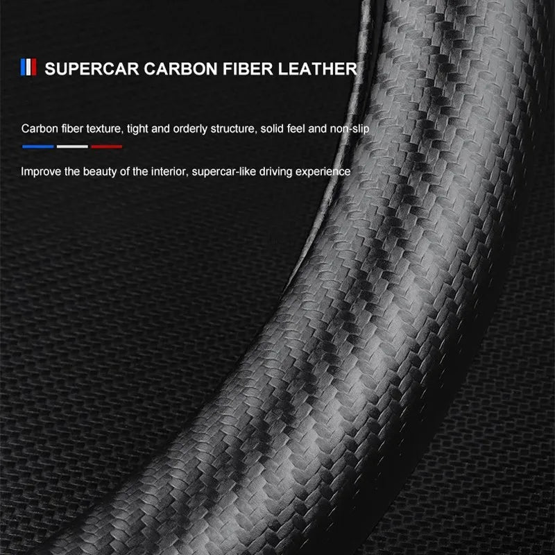 Carbon fiber genuine leather car steering wheel cover for BMW M Performance
