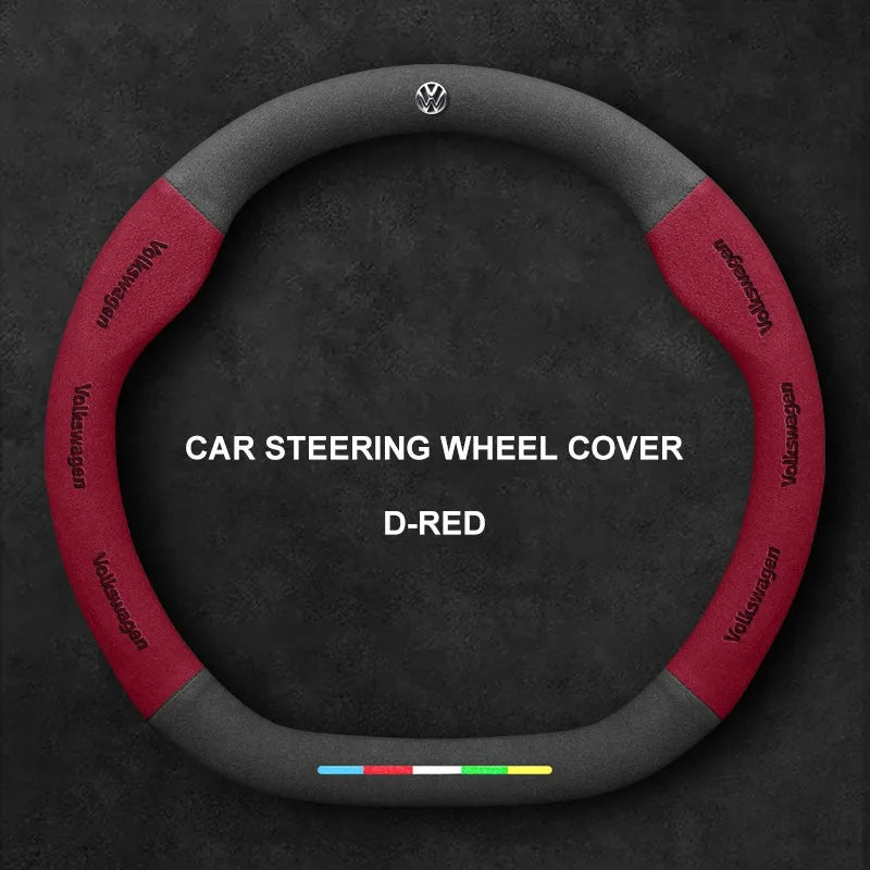 Alcantara Suede 3D Embossed Steering Wheel Cover For Volkswagen