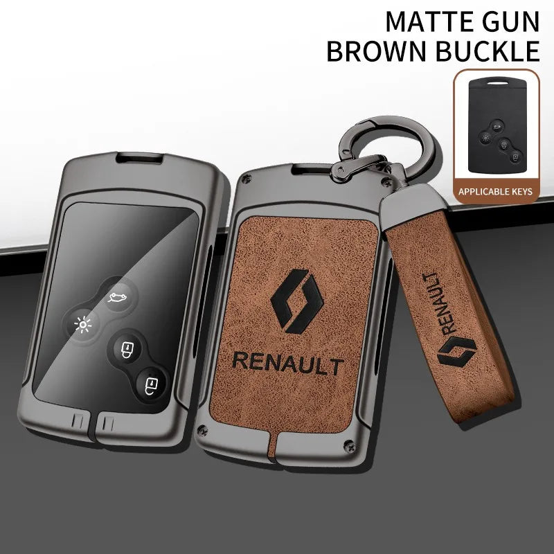 Zinc alloy genuine leather car key case for Renault series