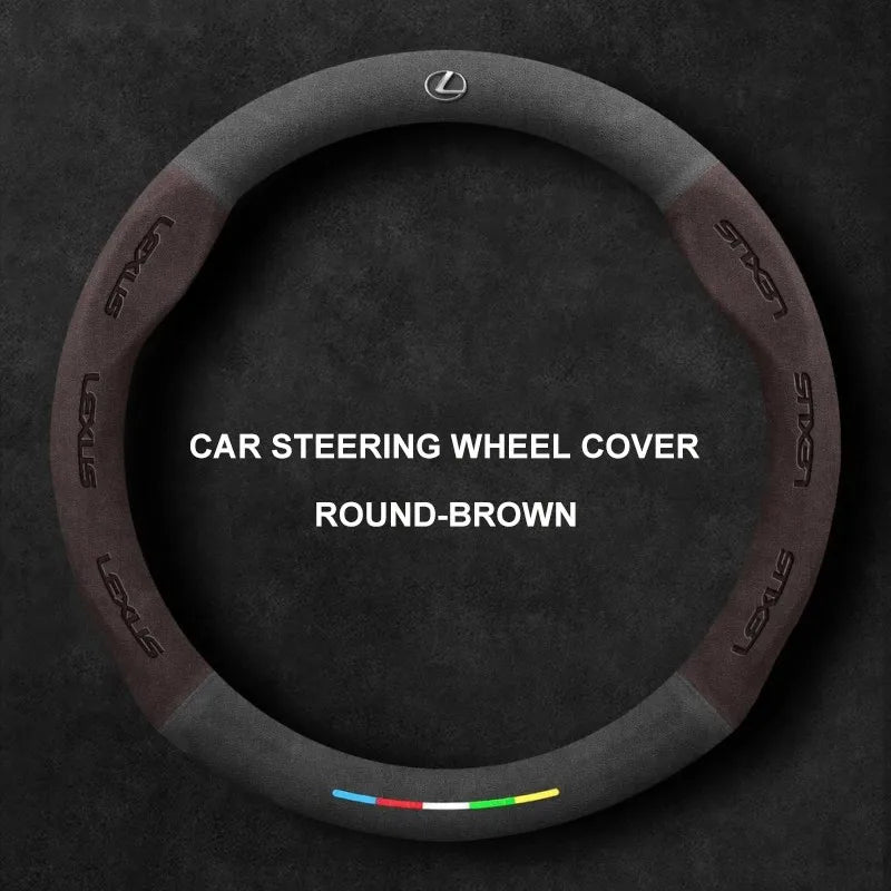 Alcantara Suede 3D Embossed Steering Wheel Cover For Lexus