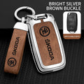 Zinc alloy genuine leather car key case for Skoda series