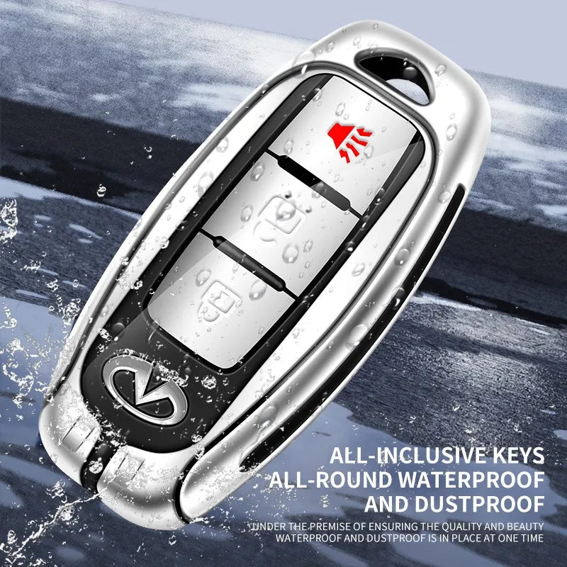 Zinc alloy genuine leather car key case for Infiniti series