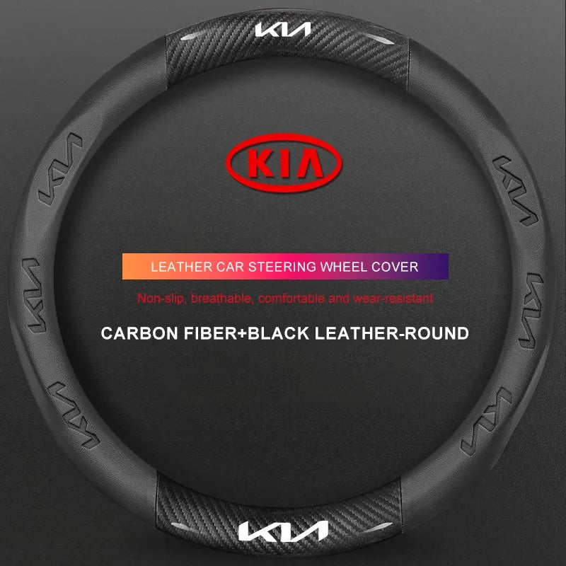 3D Embossed Genuine Leather Steering Wheel Cover For Kia