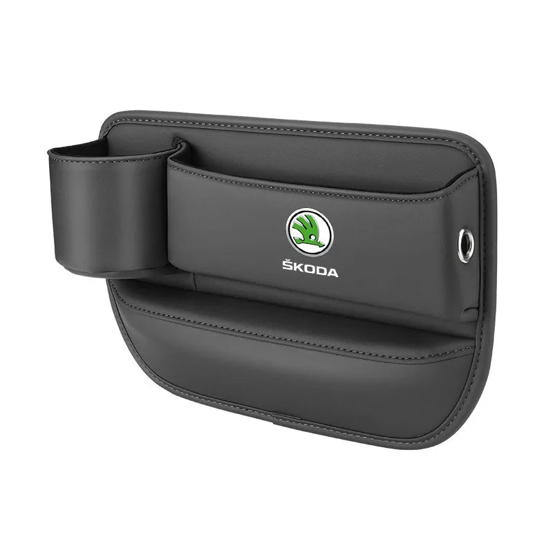 Car seat gap storage box with cup holder suitable for Skoda