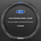 3D Embossed Genuine Leather Steering Wheel Cover For Ford